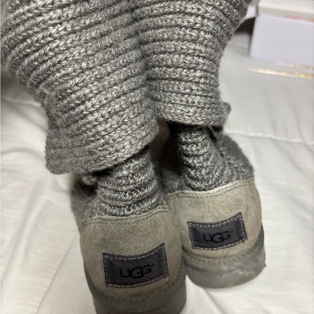 UGG Light Gray Suede and Knit Boots